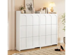 Móvel De Arrumação|Sapateira*Merax 2 Armários de Sapatos Modernos - 2 x 70 x 25 x 120 cm - com 6 compartimentos - para entradas e salas de estar - MDF - Branco