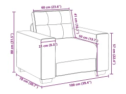 Poltrona*vidaxl | Cadeira Sofa | com almofada Couro sintético e Madeira Castanho