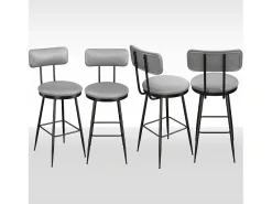 4 cadeiras de bar cinza com encosto, estilo industrial, altura do assento 65 cm^ Banco
