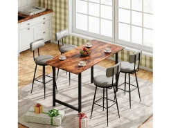 4 cadeiras de bar cinza com encosto, estilo industrial, altura do assento 65 cm^ Banco