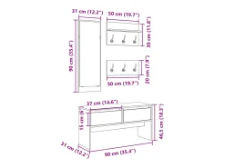 vidaxl 4 pcs conj. de móveis de corredor derivados de madeira^ Móvel De Entrada