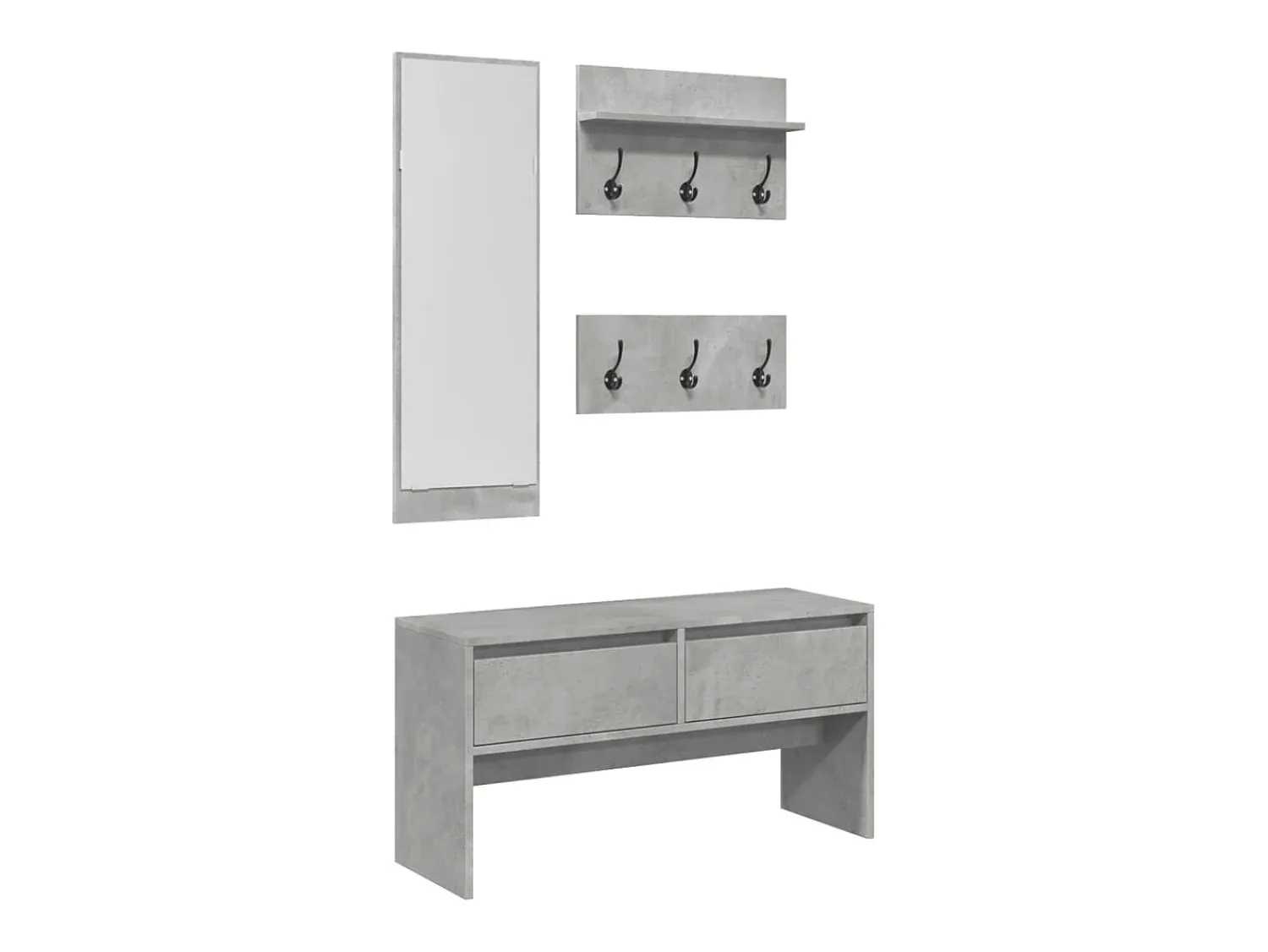 Sale vidaxl 4 pcs conj. móveis corredor derivados de madeira cinza cimento Cinzento