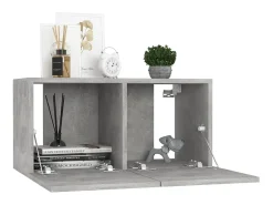 Móvel De Tv* 6 pcs conjunto de móveis de TV contraplacado cimento PT569045 Cinzento