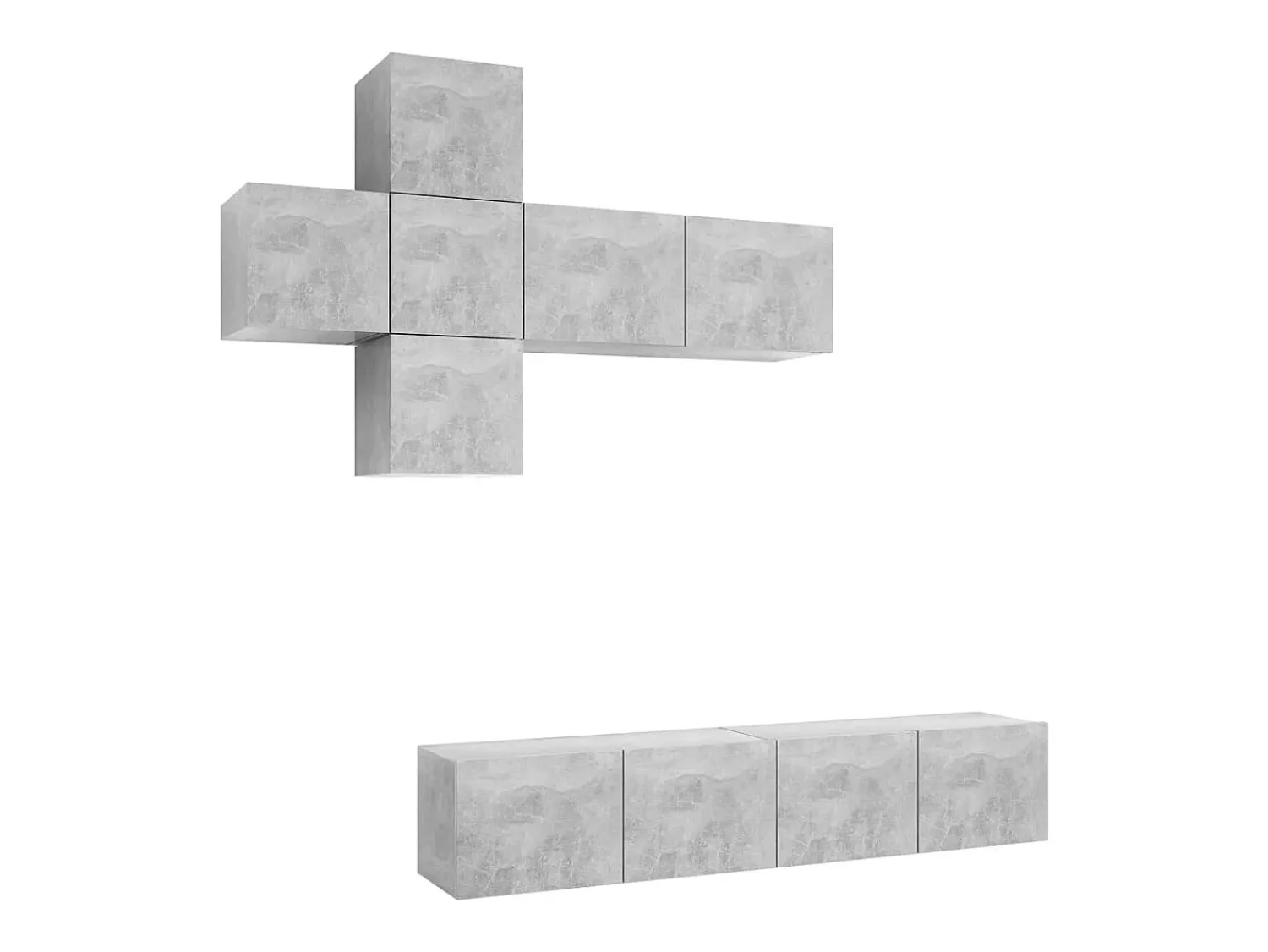 7 pcs conjunto de móveis de TV contraplacado cimento PT377653^ Móvel De Tv