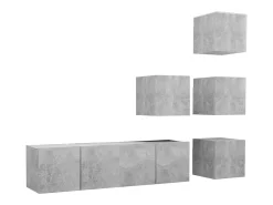 Móvel De Tv|vidaxl 6 pcs conjunto de móveis de TV contraplacado cimento Cinzento