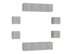vidaxl 8 pcs conjunto de móveis de TV contraplacado cimento Cinzento
