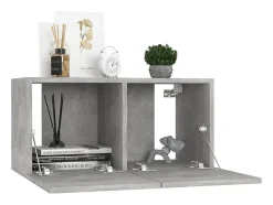 Móvel De Tv* 8 pcs conjunto de móveis de TV contraplacado cimento PT611972 Cinzento