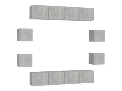 Móvel De Tv*vidaxl 8 pcs conjunto de móveis de TV contraplacado cimento Cinzento