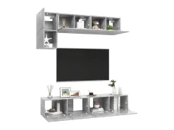 Móvel De Tv| 5 pcs conjunto de móveis de TV derivados madeira cinza cimento PT434970 Cinzento