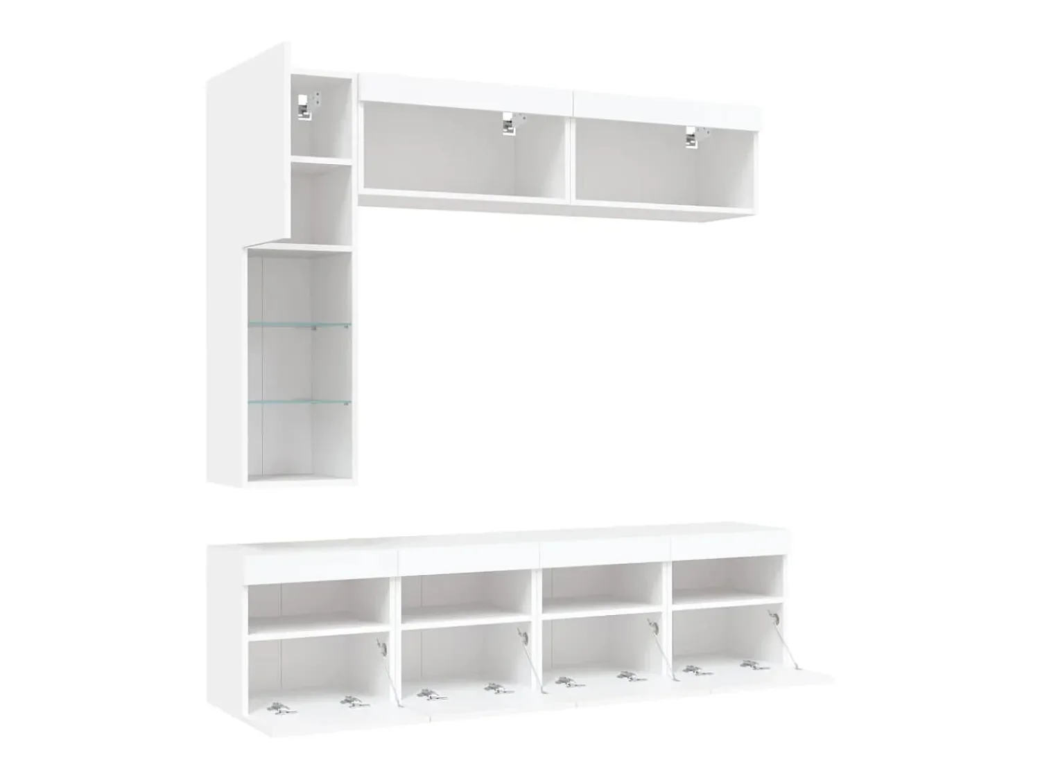 Móvel De Tv|vidaxl 7 pcs conjunto de móveis de parede para TV com luzes LED Branco
