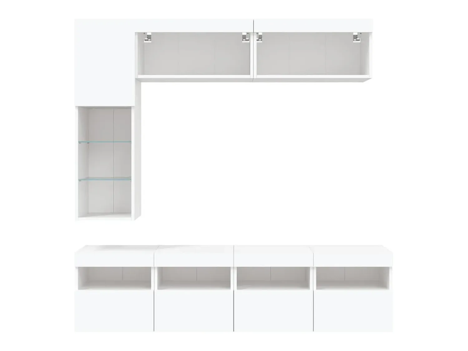 Móvel De Tv|vidaxl 7 pcs conjunto de móveis de parede para TV com luzes LED Branco