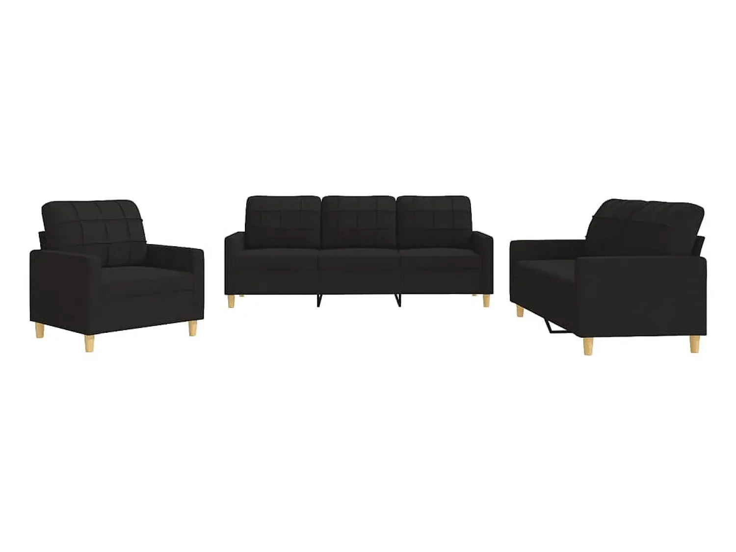 Best vidaxl 3 pcs conjunto de sofás com almofadões tecido Preto