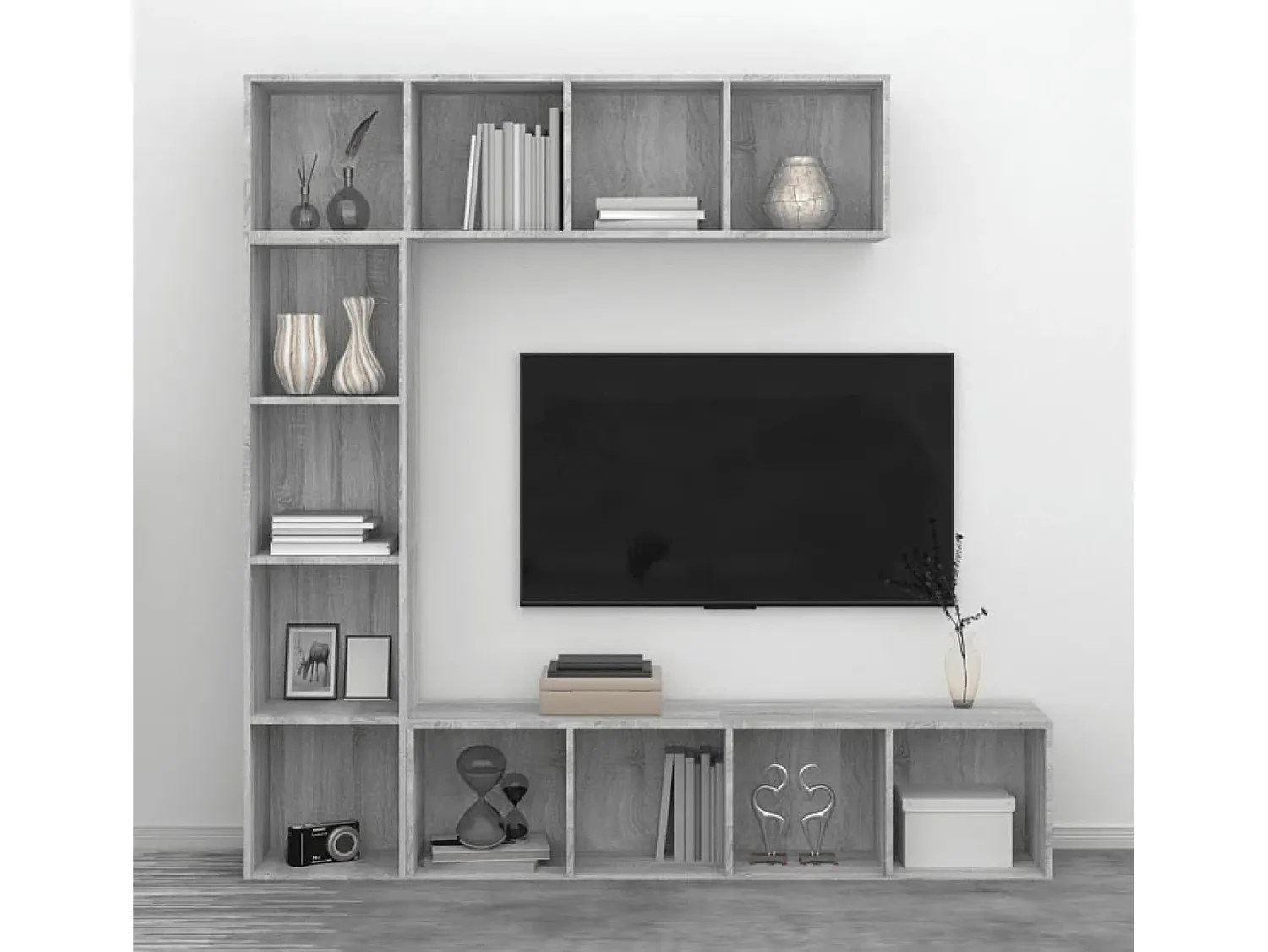 Vitrina*vidaxl 3 pcs conjunto estante/móvel TV 180x30x180 cm sonoma Cinzento