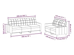 vidaxl 2 pcs conjunto sofás c/ almofadões couro artificial cor^ Sofá