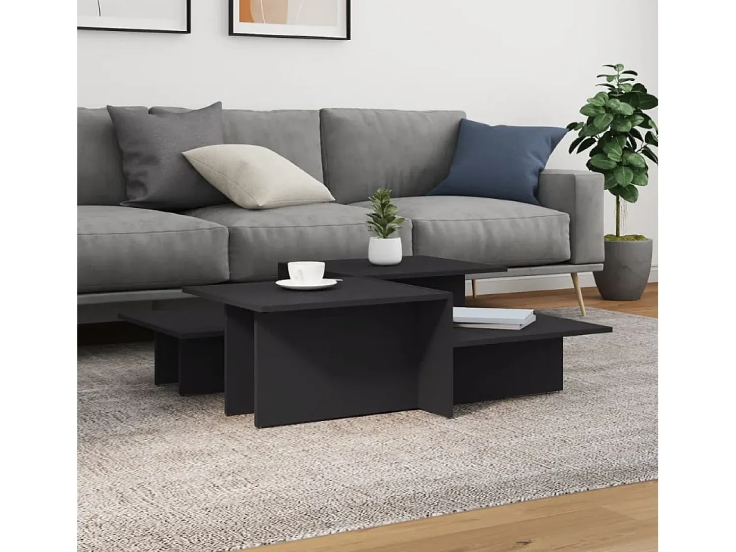 2 pcs Mesas de centro | Mesa de apoio | Mesa de café derivados de madeira^ Mesa De Centro