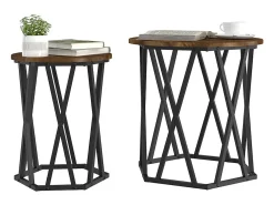 Mesa De Centro* 2 pcs Mesas de centro | Mesa de apoio | Mesa de café Carvalho fumado 50x50x50 cm Castanho