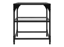 2 pcs Mesas de centro | Mesa de apoio | Mesa de café c/ topo vidro 40x40x45cm aço^ Mesa De Centro