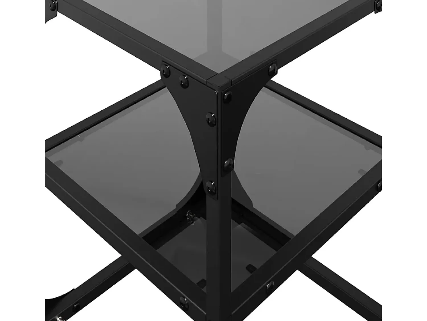 2 pcs Mesas de centro | Mesa de apoio | Mesa de café c/ tampo em vidro 30x30x45 cm aço^ Mesa De Centro