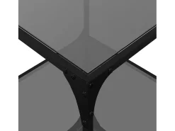 Mesa De Centro| 2 pcs Mesas de centro | Mesa de apoio | Mesa de café c/ topo em vidro 50x50x40 cm aço Preto