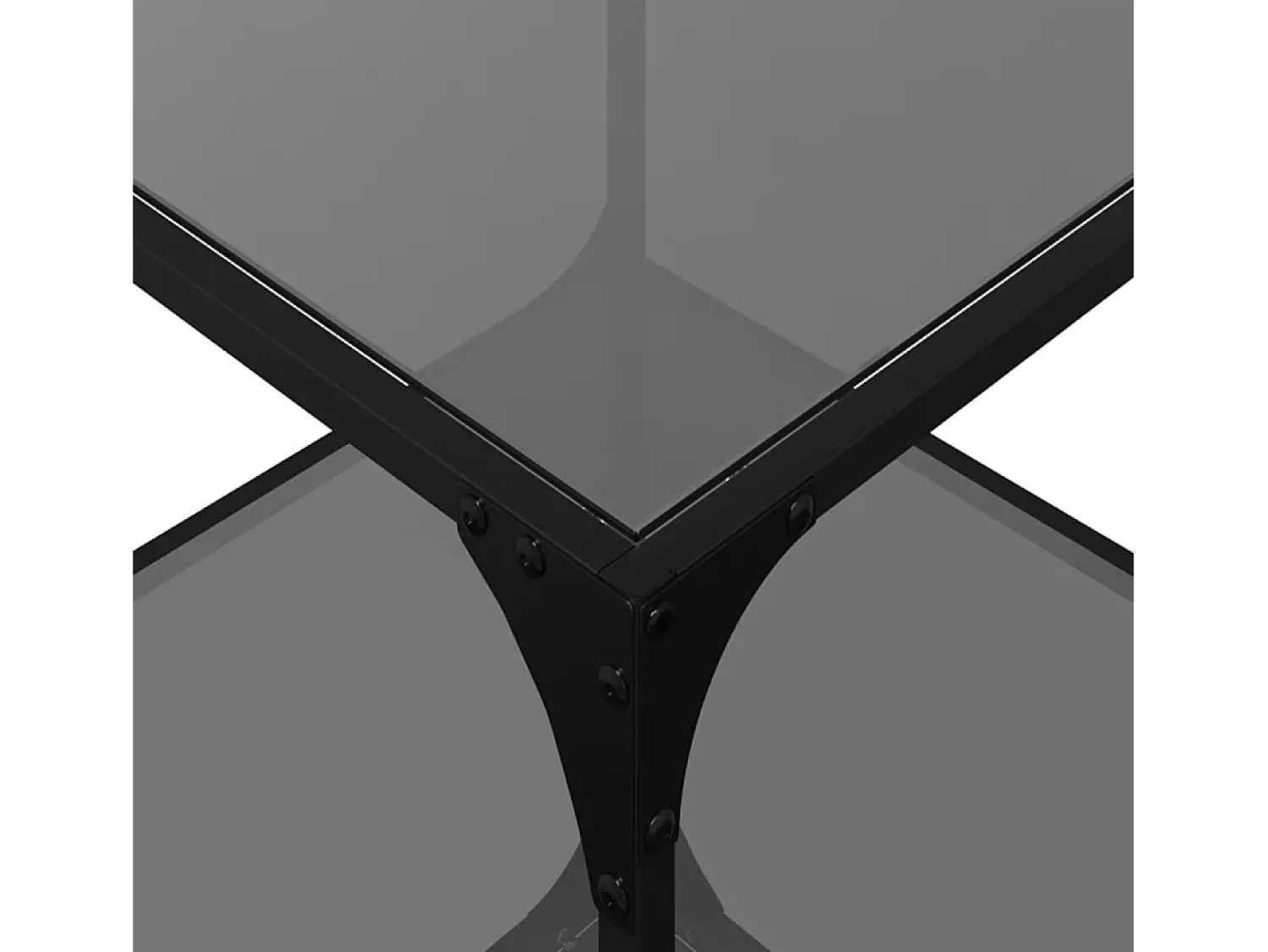Mesa De Centro| 2 pcs Mesas de centro | Mesa de apoio | Mesa de café c/ topo em vidro 50x50x40 cm aço Preto