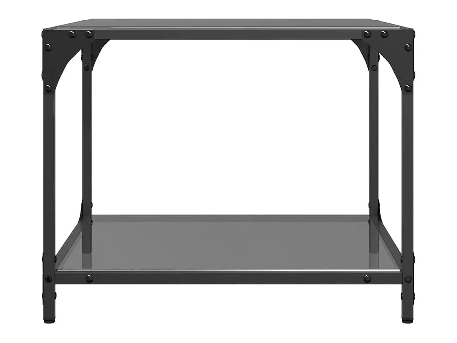 Mesa De Centro| 2 pcs Mesas de centro | Mesa de apoio | Mesa de café c/ topo em vidro 50x50x40 cm aço Preto