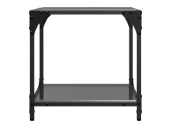 Best 2 pcs Mesas de centro | Mesa de apoio | Mesa de café c/ topo em vidro 40x40x40 cm aço Preto