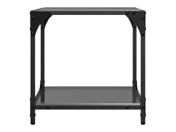 Best 2 pcs Mesas de centro | Mesa de apoio | Mesa de café c/ topo em vidro 40x40x40 cm aço Preto