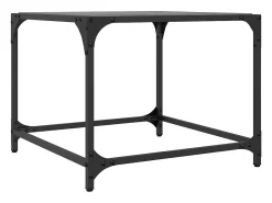 Mesa De Centro* 2 pcs Mesas de centro | Mesa de apoio | Mesa de café c/ topo em vidro 50x50x40 cm aço Preto