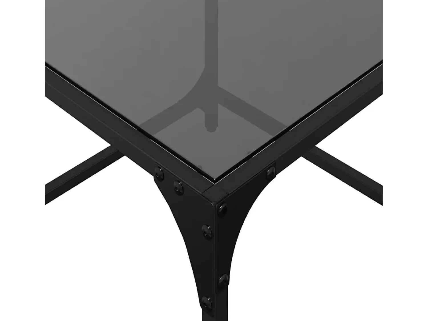 Mesa De Centro* 2 pcs Mesas de centro | Mesa de apoio | Mesa de café c/ topo em vidro 50x50x40 cm aço Preto