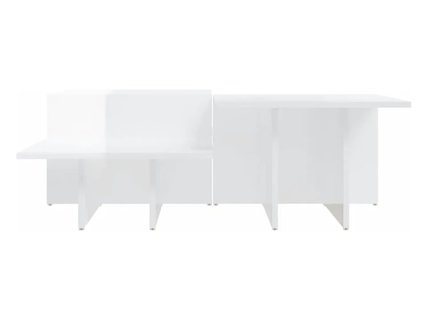 Best 2 pcs Mesas de centro | Mesa de apoio | Mesa de café derivados de madeira brilhante Branco