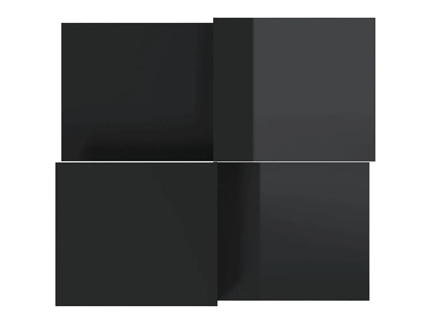 Mesa De Centro| 2 pcs Mesas de centro | Mesa de apoio | Mesa de café derivados de madeira brilhante Preto