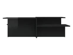 Mesa De Centro| 2 pcs Mesas de centro | Mesa de apoio | Mesa de café derivados de madeira brilhante Preto
