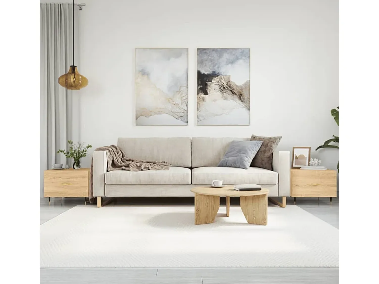Mesa De Centro* 2 pcs Mesas de centro | Mesa de apoio | Mesa de café 50x50x40cm deriv. madeira carvalho sonoma Castanho
