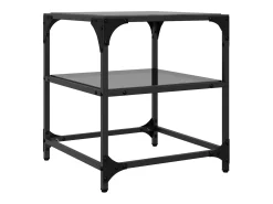 2 pcs Mesas de centro | Mesa de apoio | Mesa de café c/ topo em vidro 40x40x45 cm aço^ Mesa De Centro