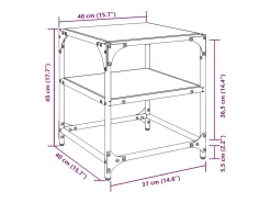 2 pcs Mesas de centro | Mesa de apoio | Mesa de café c/ topo em vidro 40x40x45 cm aço^ Mesa De Centro