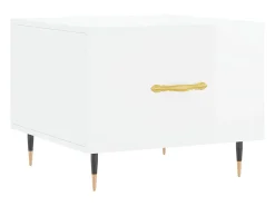Mesa De Centro| 2 pcs Mesas de centro | Mesa de apoio | Mesa de café 50x50x40 cm brilhante Branco