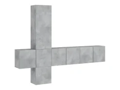 Móvel De Tv| 5 pcs móveis de parede p/ TV derivados de madeira cinza cimento PT519288 Cinzento