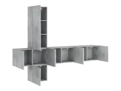 Móvel De Tv| 5 pcs móveis de parede p/ TV derivados de madeira cinza cimento PT519288 Cinzento