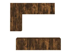 New 5 pcs móveis de parede p/ TV derivados madeira carvalho fumado PT708327 Castanho