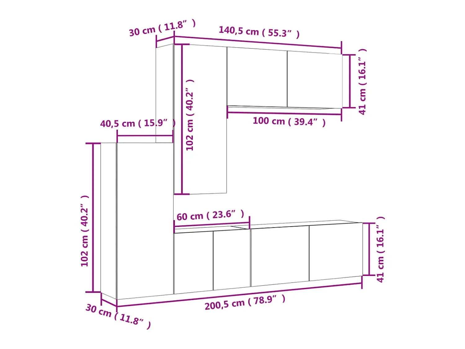 vidaxl 5 pcs móveis de parede p/ TV derivados madeira carvalho sonoma Castanho