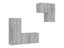 Móvel De Tv| 4 pcs móveis de parede p/ TV derivados de madeira cinza sonoma PT547626 Cinzento
