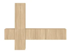 Clearance 5 pcs móveis de parede p/ TV derivados madeira carvalho sonoma PT380498 Castanho