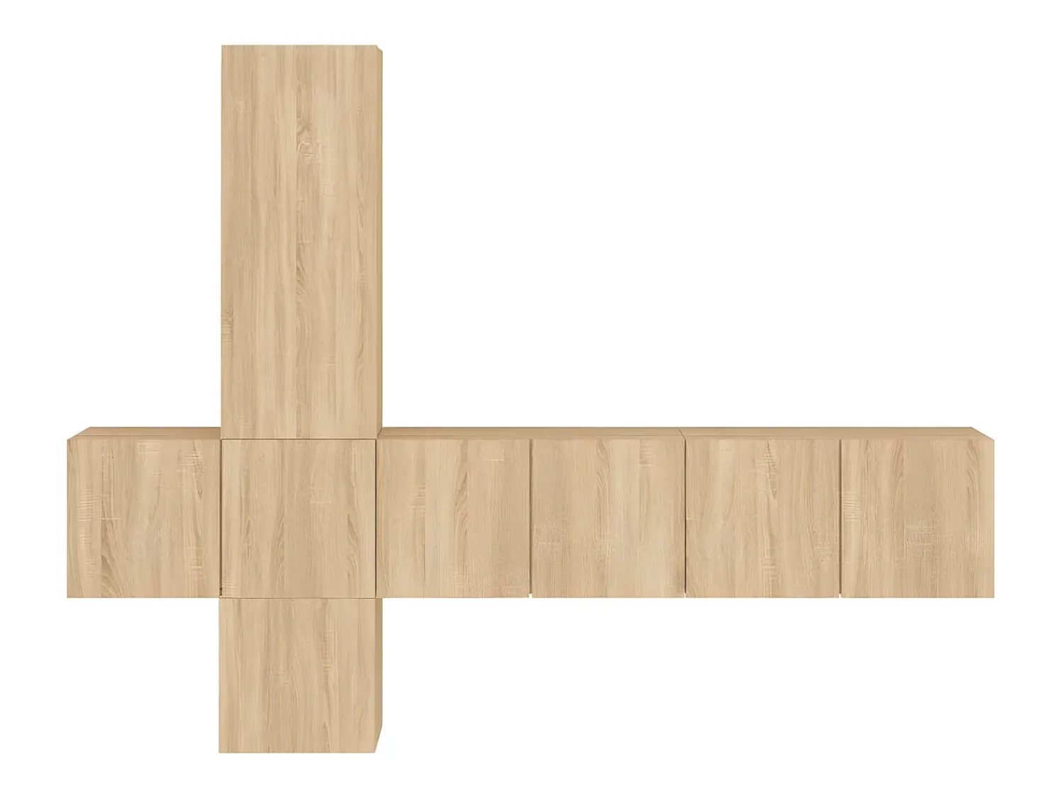 Clearance 5 pcs móveis de parede p/ TV derivados madeira carvalho sonoma PT380498 Castanho