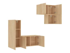 Móvel De Tv* 4 pcs móveis de parede p/ TV derivados madeira carvalho sonoma PT164357 Castanho