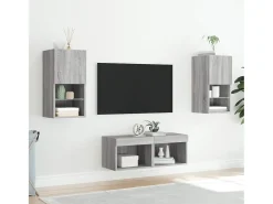 New 4 pcs móveis de parede para TV com luzes LED sonoma PT989323 Cinzento