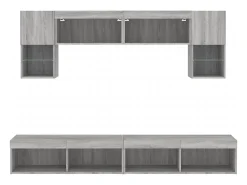 Móvel De Tv|vidaxl 6 pcs móveis parede p/ TV c/ LEDs deriv. madeira cinza sonoma Cinzento