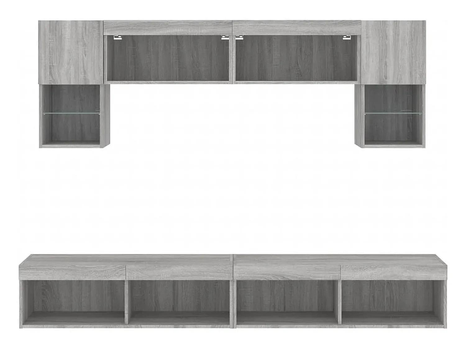 Móvel De Tv|vidaxl 6 pcs móveis parede p/ TV c/ LEDs deriv. madeira cinza sonoma Cinzento