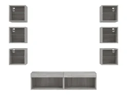 Hot vidaxl 8 pcs móveis parede p/ TV c/ LEDs deriv. madeira cinza sonoma Cinzento