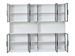 Vitrina*Merax 2 Vitrines Altas Modernas de Vidro - 120 x 34 x 200 cm - com LEDs + 6 Portas + Prateleira - Aglomerado - Branco