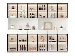 Vitrina*Merax 2 Vitrines altas modernas de vidro - 120 x 36 x 200 cm - com LEDs + 6 portas - para coleções/quarto - aglomerado - Branco